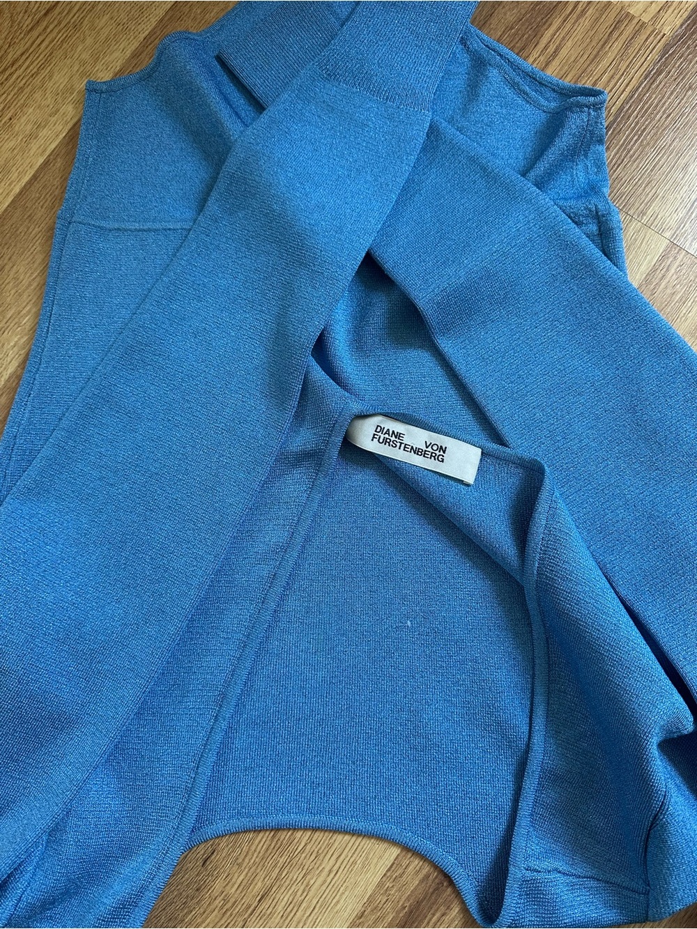 Diane Von Furstenberg Blue Long-Sleeve One-Piece Bodysuit XS